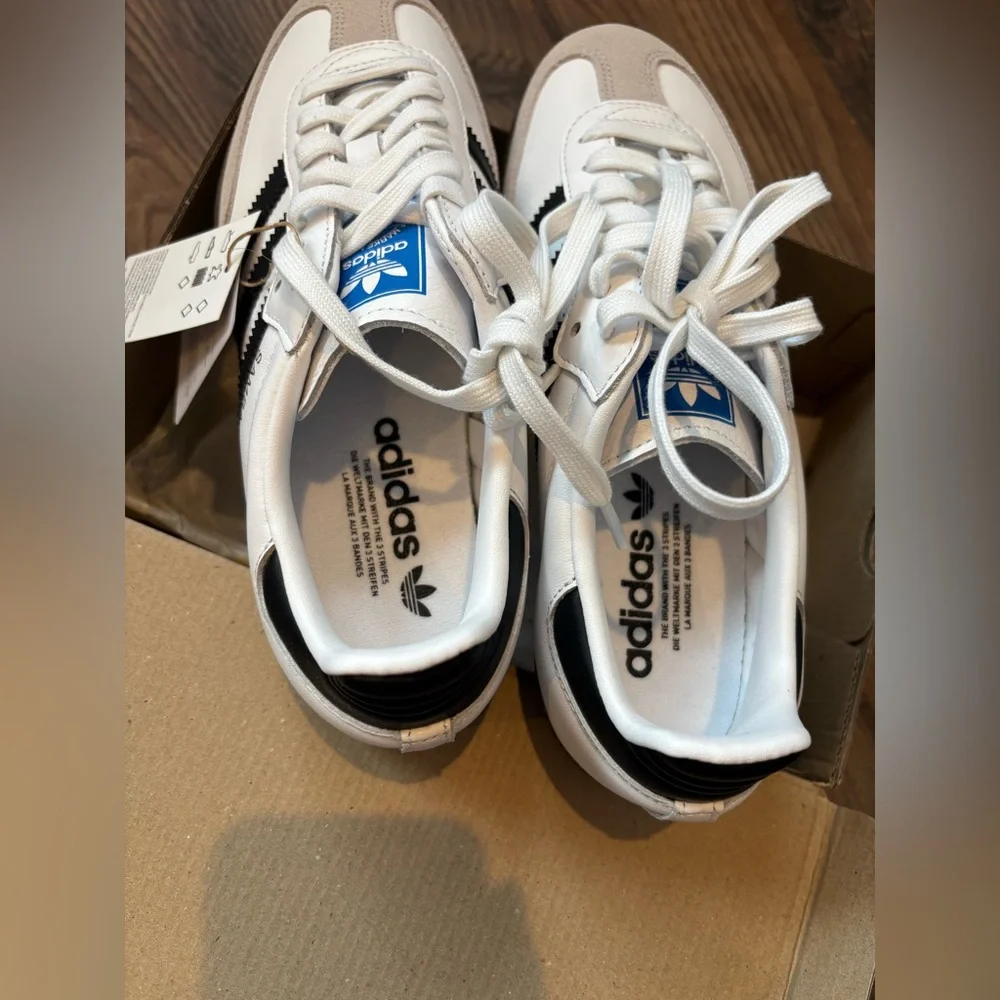 Adidas Samba OG White, Black, and Tan/Gum Sneakers NWT - Picture 3 of 9